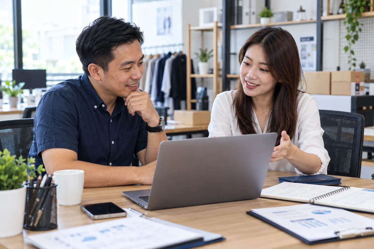 Software consultant discussing business needs with an SME owner