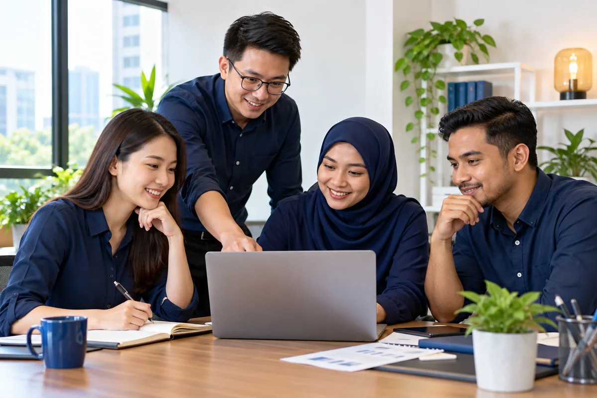 Representative Malaysian software consultancy team collaborating in an office